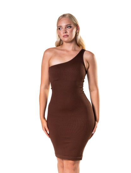Minivestido modelador de um ombro só